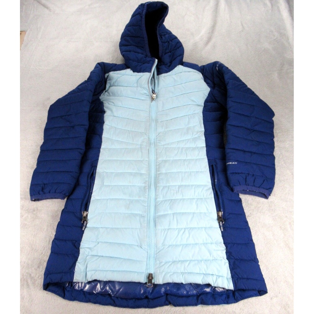 Columbia Jacket Youth Small 7/8 Blue Colorblock Omni Heat Slope Edge Mid READ